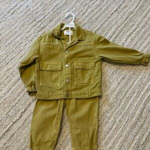 Zara Kids Olive Green Jacket and Pants Set